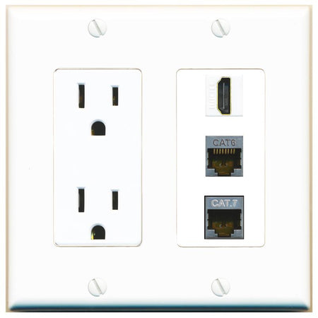 1 CAT6-SHIELDED 1 CAT7 1 HDMI Wall Plate [White]