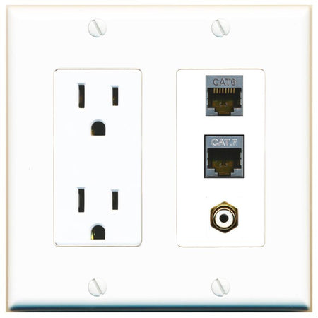 1 CAT6-SHIELDED 1 CAT7 1 RCA-WHITE Wall Plate [White]