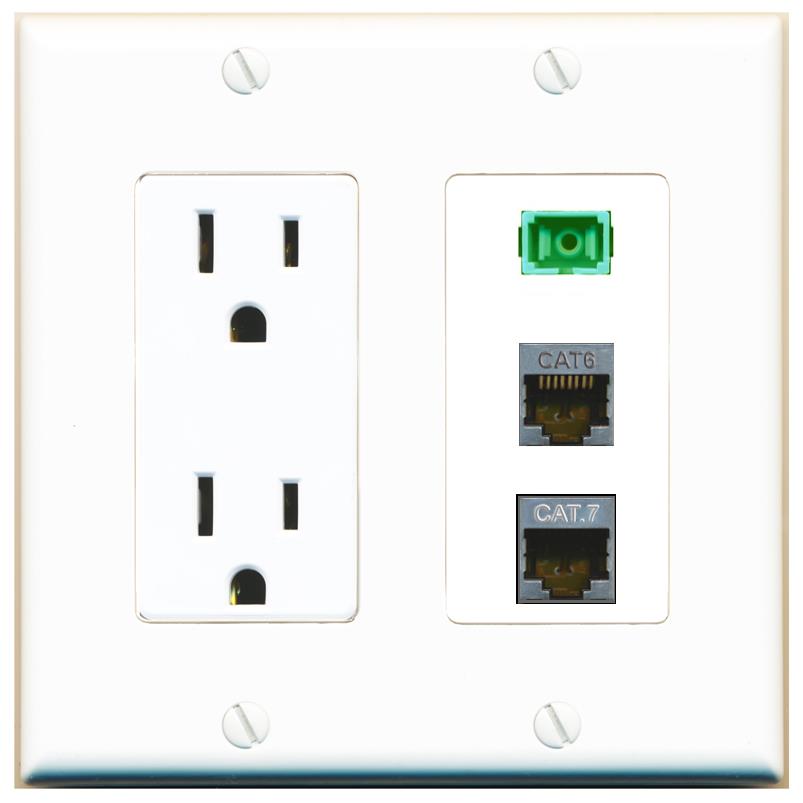 1 CAT6-SHIELDED 1 CAT7 1 SC-APC-SX Wall Plate [White]