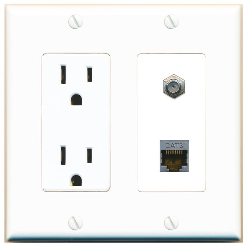 CAT6-SHIELDED COAX Wall Plate [White]