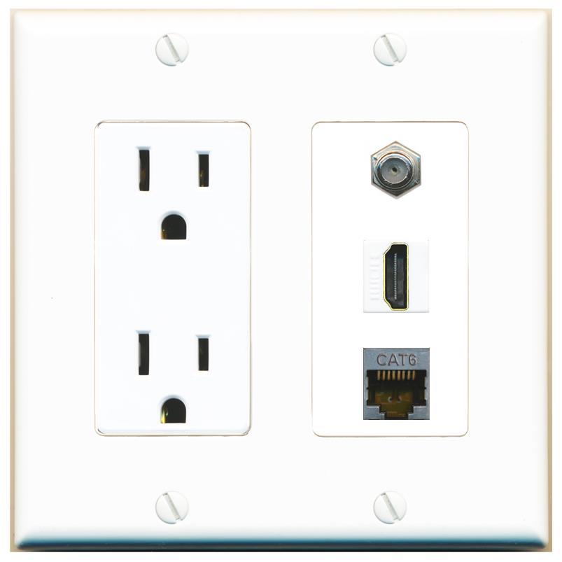 1 CAT6-SHIELDED 1 COAX 1 HDMI Wall Plate [White]