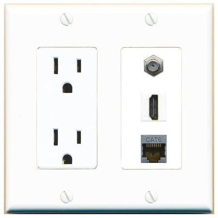1 CAT6-SHIELDED 1 COAX 1 HDMI Wall Plate [White]