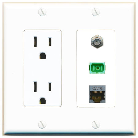 1 CAT6-SHIELDED 1 COAX 1 SC-APC-SX Wall Plate [White]