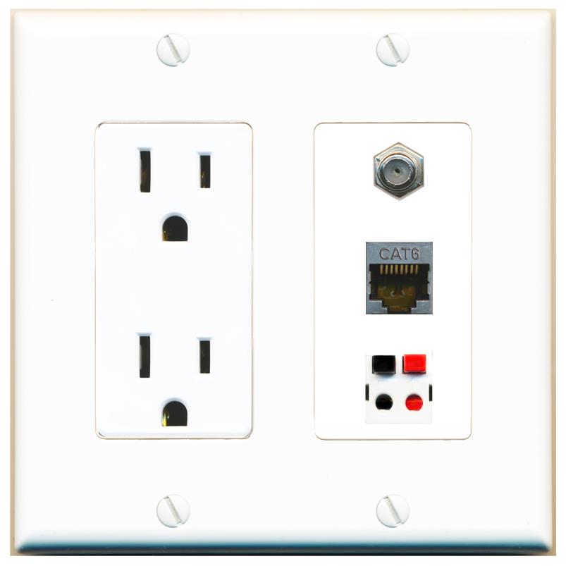 1 CAT6-SHIELDED 1 COAX 1 SPEAKER Wall Plate [White]