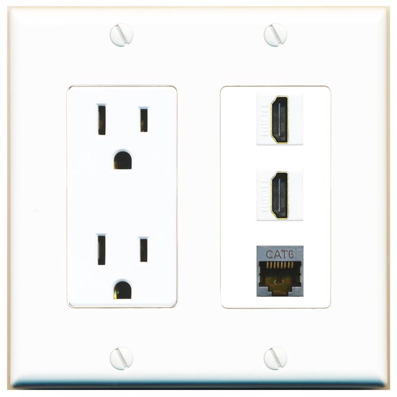 1 CAT6-SHIELDED 2 HDMI Wall Plate [White]