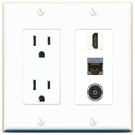 1 CAT6-SHIELDED 1 HDMI 1 TOSLINK Wall Plate [White]