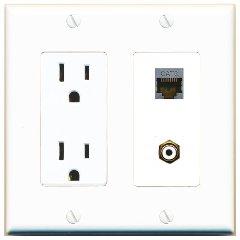 CAT6-SHIELDED RCA-WHITE Wall Plate [White]