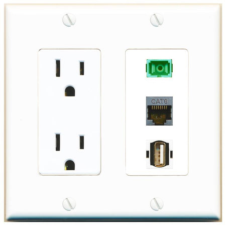 1 CAT6-SHIELDED 1 SC-APC-SX 1 USB2 Wall Plate [White]