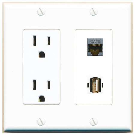 CAT6-SHIELDED USB2 Wall Plate [White]