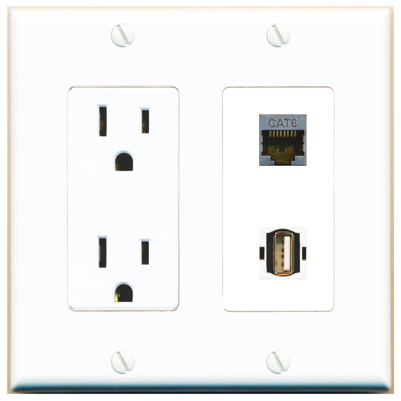 CAT6-SHIELDED USB2 Wall Plate [White]