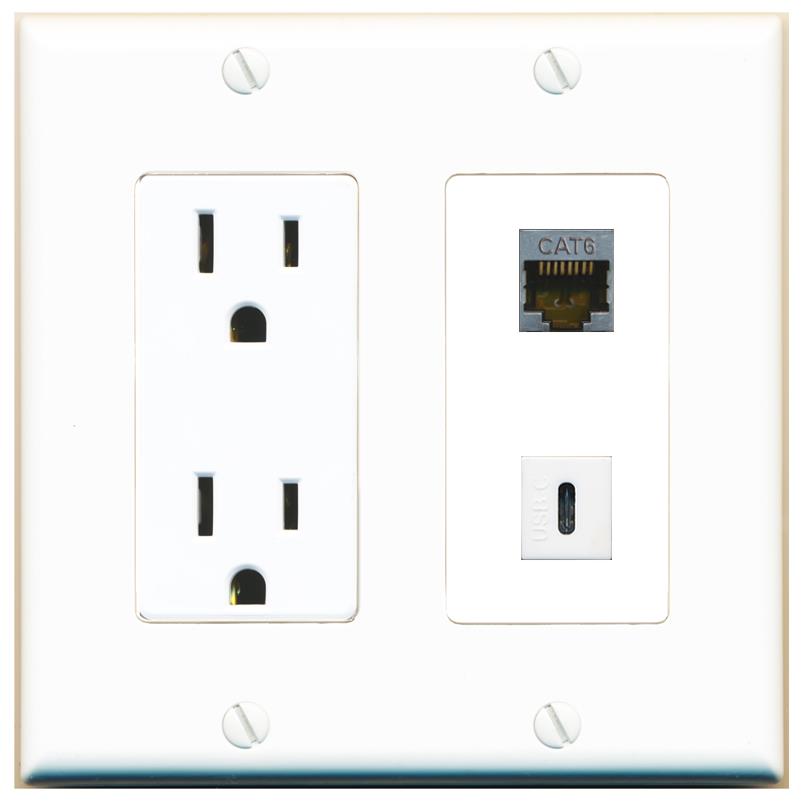 CAT6-SHIELDED USBC Wall Plate [White]