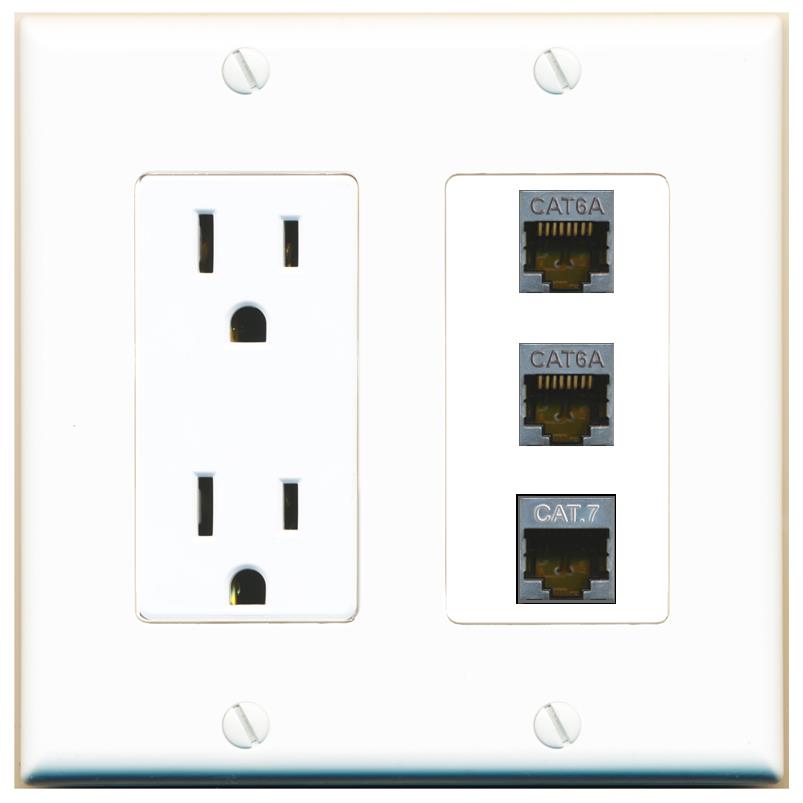 2 CAT6A 1 CAT7 Wall Plate [White]