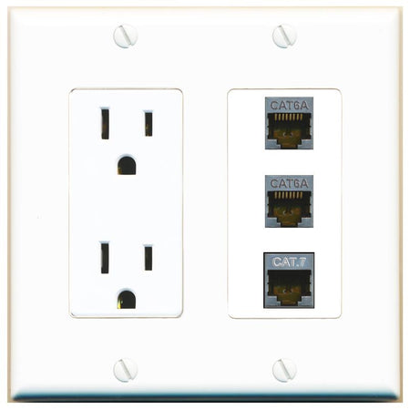 2 CAT6A 1 CAT7 Wall Plate [White]