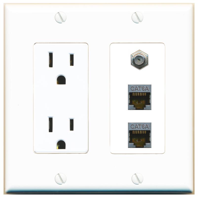 2 CAT6A 1 COAX Wall Plate [White]