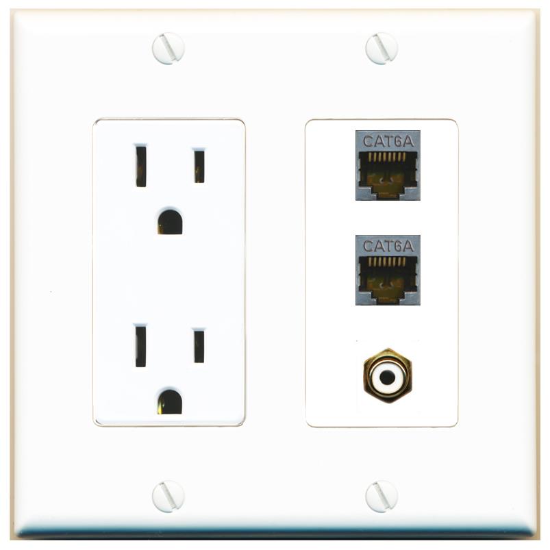 2 CAT6A 1 RCA-WHITE Wall Plate [White]