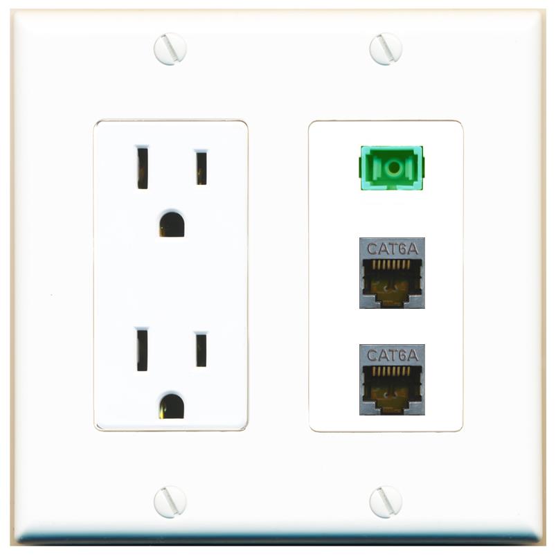 2 CAT6A 1 SC-APC-SX Wall Plate [White]