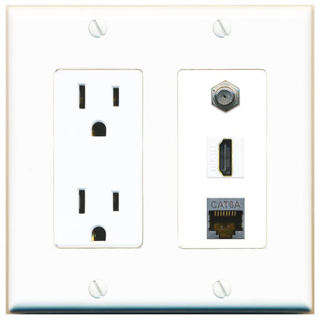 1 CAT6A 1 COAX 1 HDMI Wall Plate [White]