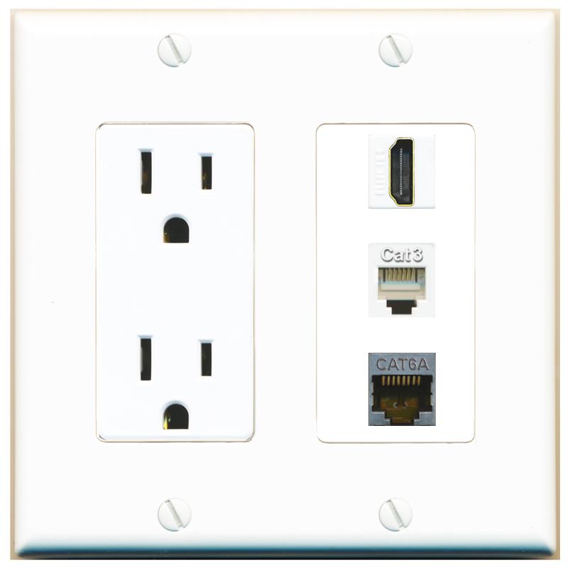 1 CAT6A 1 HDMI 1 PHONE Wall Plate [White]