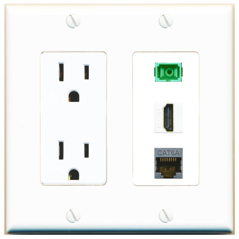1 CAT6A 1 HDMI 1 SC-APC-SX Wall Plate [White]