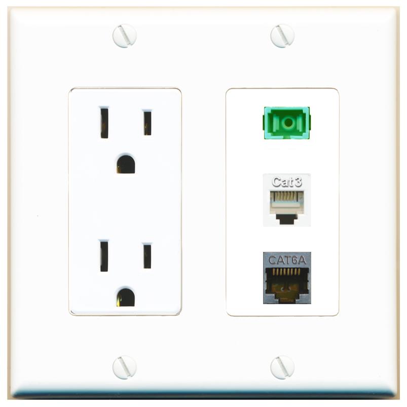 1 CAT6A 1 PHONE 1 SC-APC-SX Wall Plate [White]