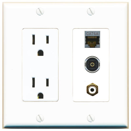 1 CAT6A 1 RCA-WHITE 1 TOSLINK Wall Plate [White]