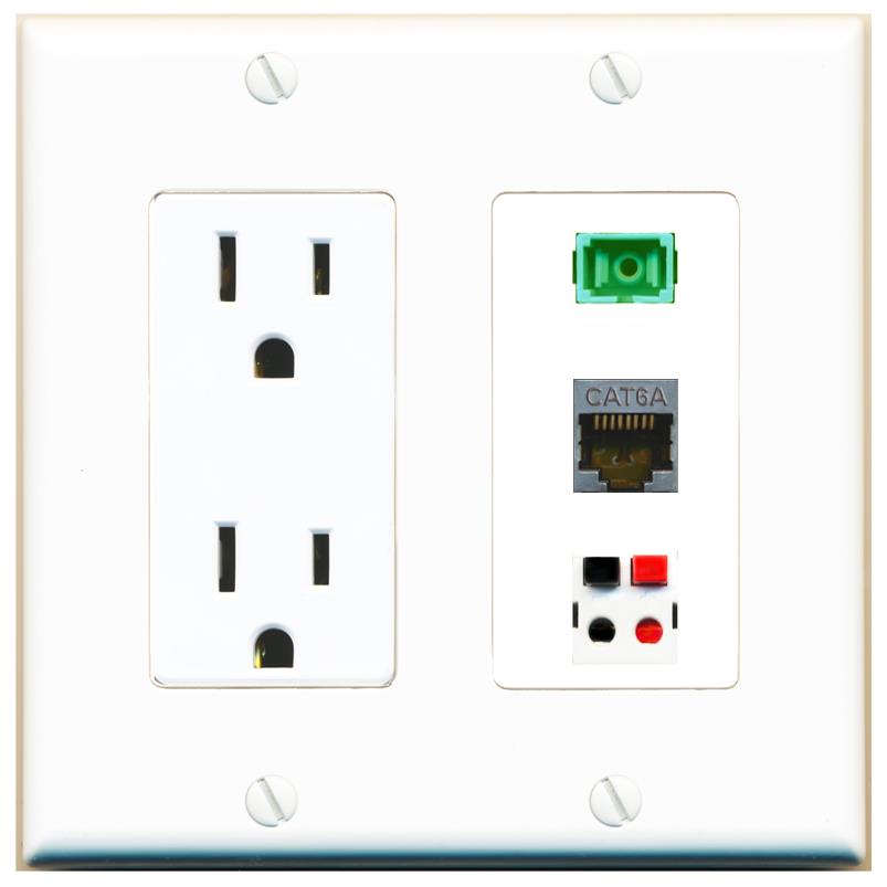 1 CAT6A 1 SC-APC-SX 1 SPEAKER Wall Plate [White]