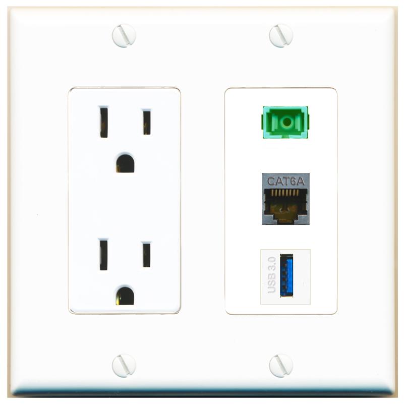 1 CAT6A 1 SC-APC-SX 1 USB-3 Wall Plate [White]