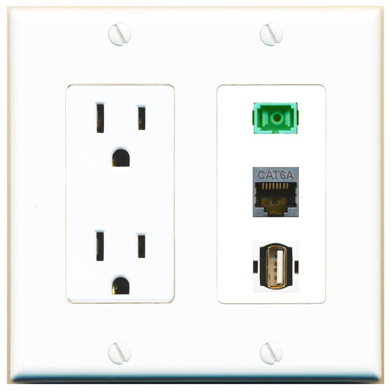 1 CAT6A 1 SC-APC-SX 1 USB2 Wall Plate [White]