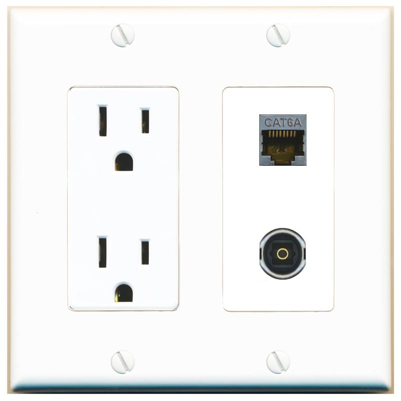 CAT6A TOSLINK Wall Plate [White]