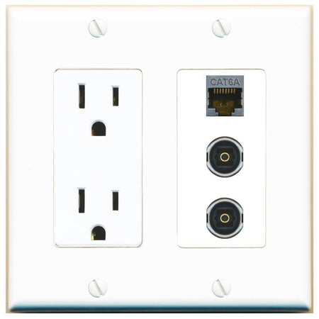 1 CAT6A 2 TOSLINK Wall Plate [White]