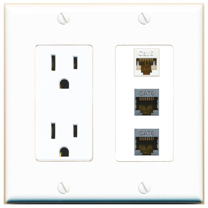 1 CAT6 2 CAT6-SHIELDED Wall Plate [White]