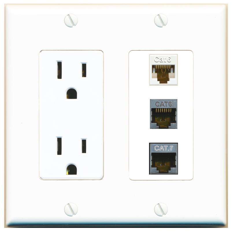1 CAT6 1 CAT6-SHIELDED 1 CAT7 Wall Plate [White]