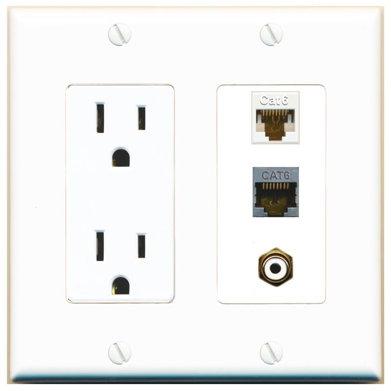 1 CAT6 1 CAT6-SHIELDED 1 RCA-WHITE Wall Plate [White]