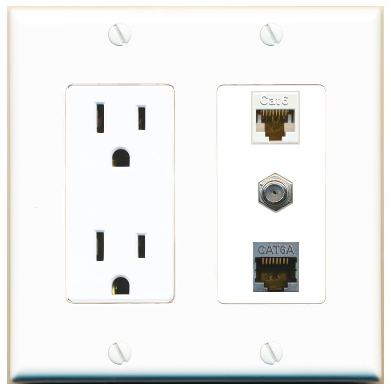 1 CAT6 1 CAT6A 1 COAX Wall Plate [White]
