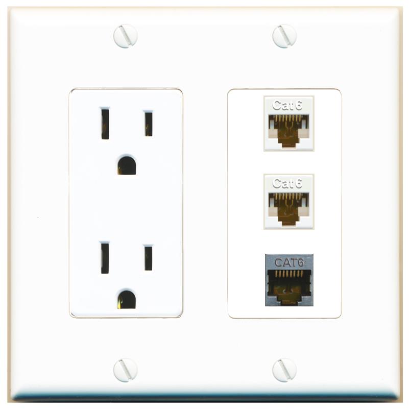 2 CAT6 1 CAT6-SHIELDED Wall Plate [White]