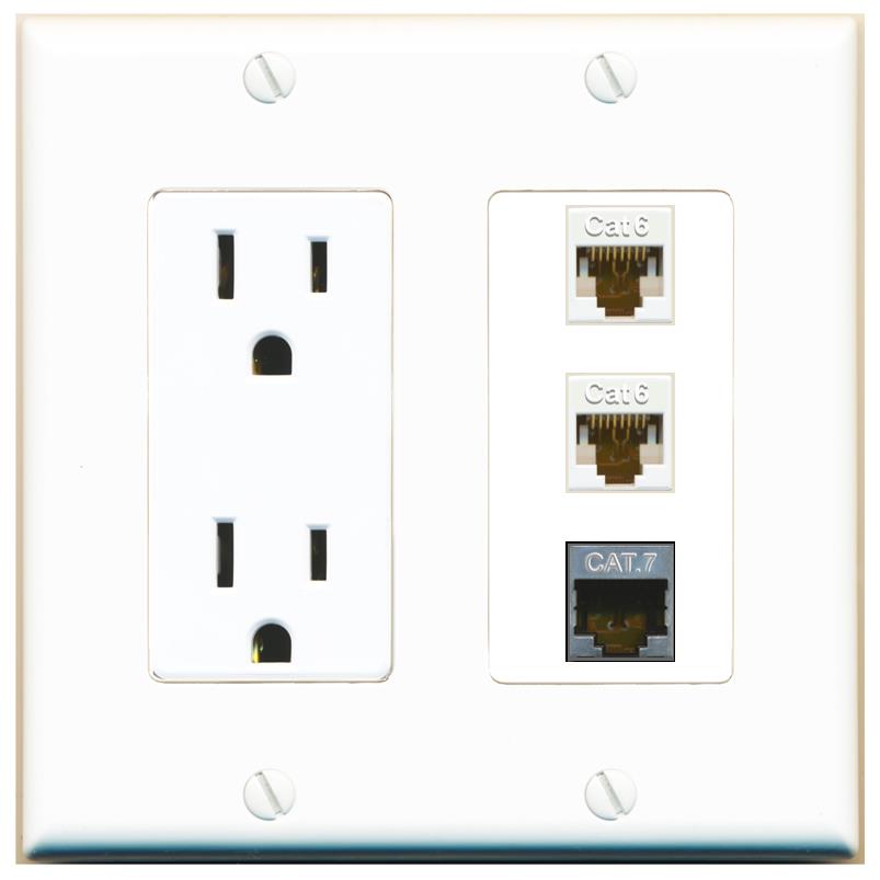 2 CAT6 1 CAT7 Wall Plate [White]