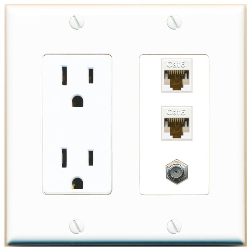 2 CAT6 1 COAX Wall Plate [White]