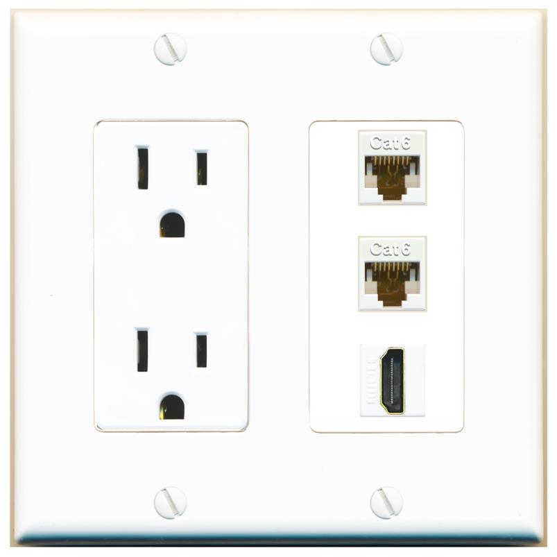 2 CAT6 1 HDMI Wall Plate [White]