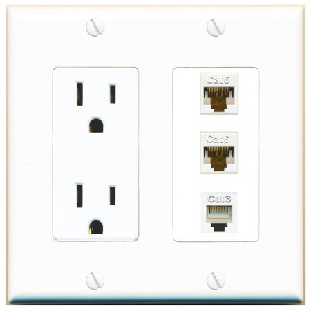 2 CAT6 1 PHONE Wall Plate [White]