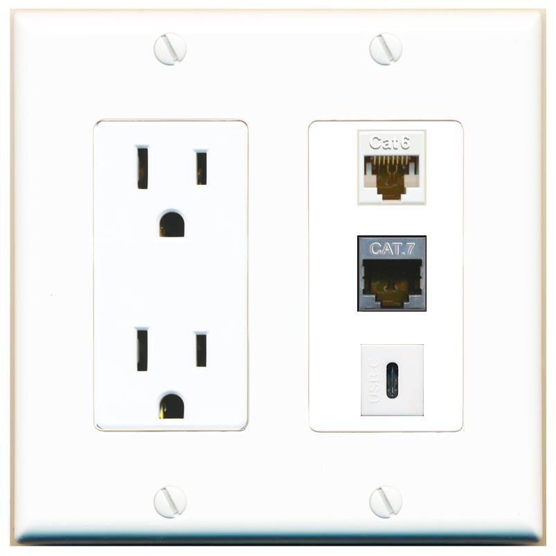 1 CAT6 1 CAT7 1 USBC Wall Plate [White]