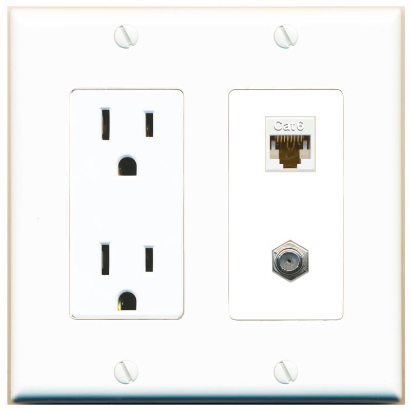 CAT6 COAX Wall Plate [White]