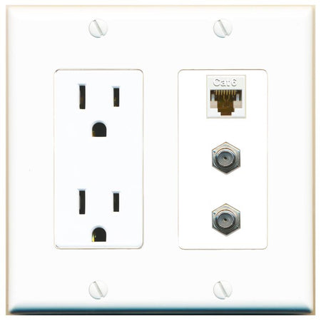 1 CAT6 2 COAX Wall Plate [White]