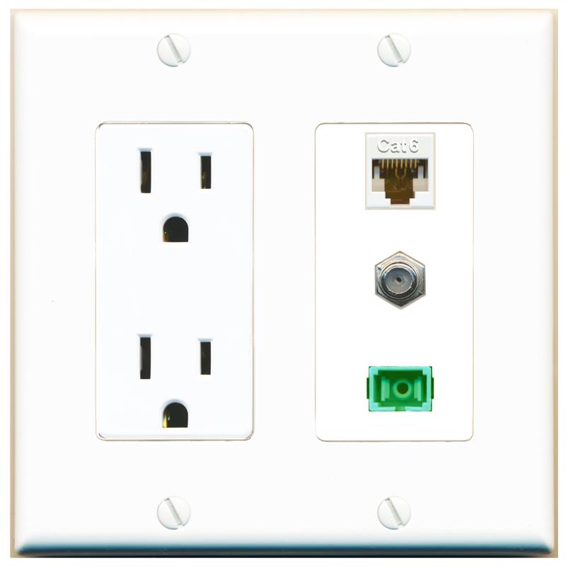 1 CAT6 1 COAX 1 SC-APC-SX Wall Plate [White]