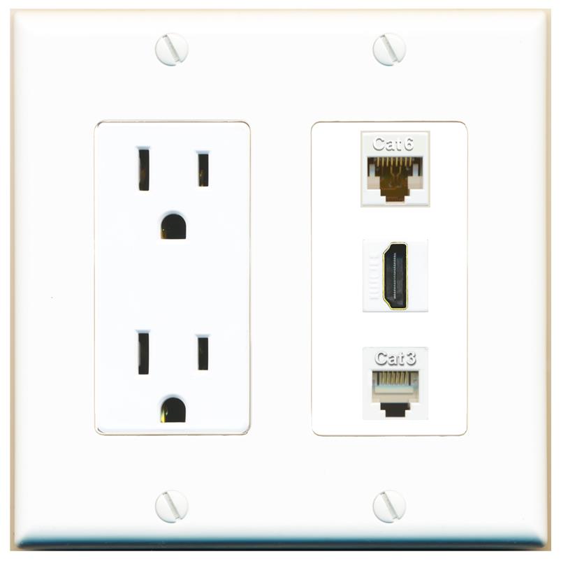 1 CAT6 1 HDMI 1 PHONE Wall Plate [White]