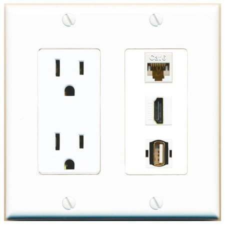 1 CAT6 1 HDMI 1 USB2 Wall Plate [White]