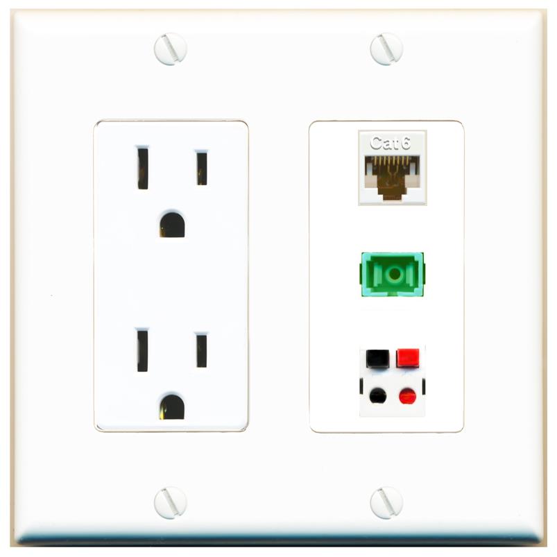 1 CAT6 1 SC-APC-SX 1 SPEAKER Wall Plate [White]
