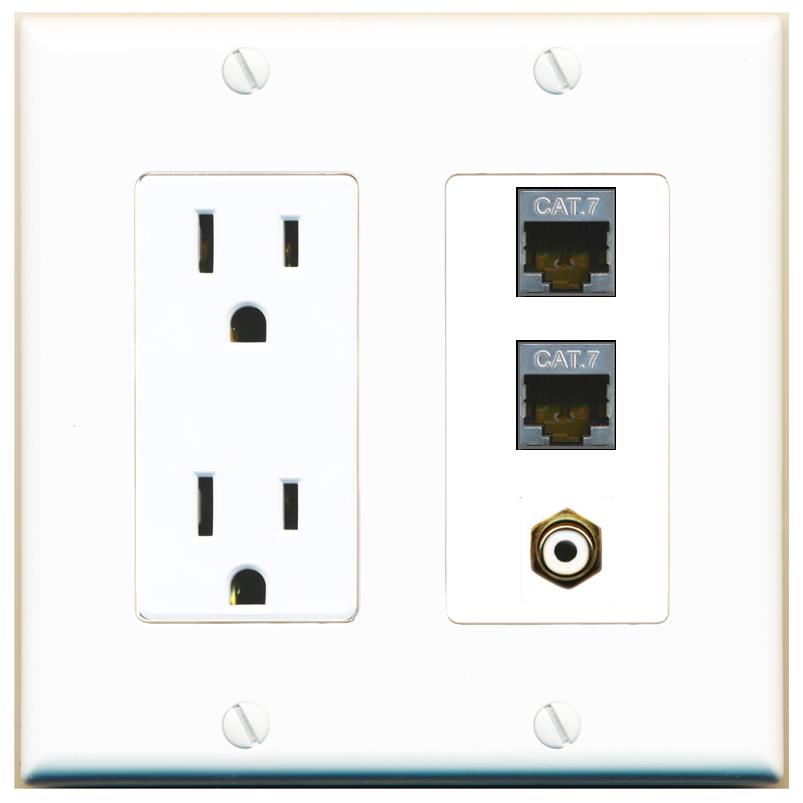 2 CAT7 1 RCA-WHITE Wall Plate [White]