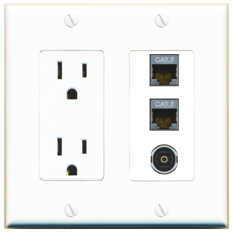 2 CAT7 1 TOSLINK Wall Plate [White]