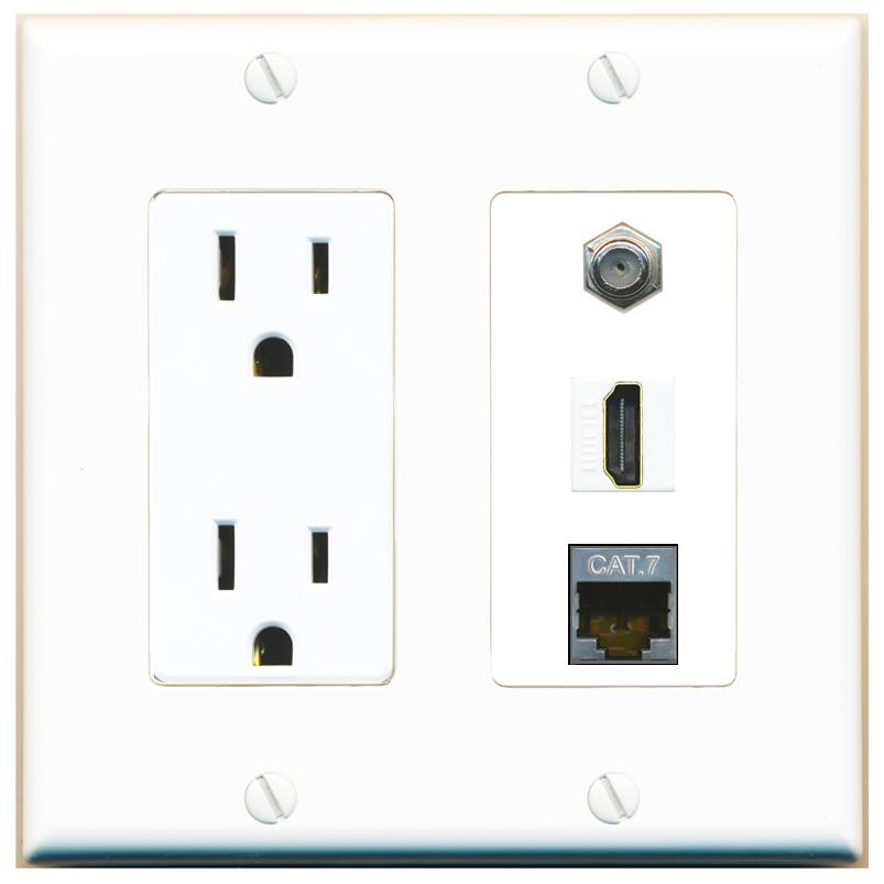 1 CAT7 1 COAX 1 HDMI Wall Plate [White]