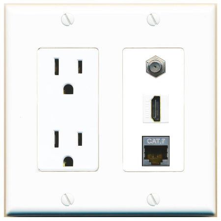 1 CAT7 1 COAX 1 HDMI Wall Plate [White]